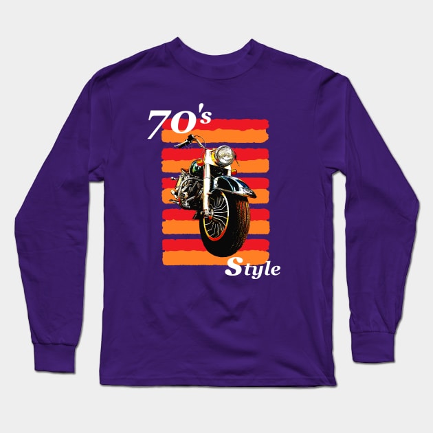 Seventies Style Long Sleeve T-Shirt by motomessage